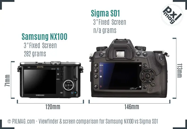 Samsung NX100 vs Sigma SD1 Screen and Viewfinder comparison