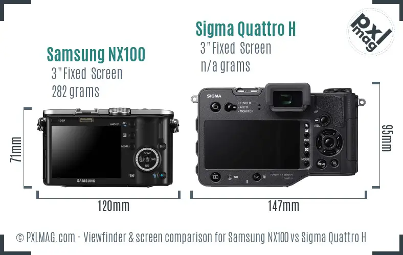 Samsung NX100 vs Sigma Quattro H Screen and Viewfinder comparison