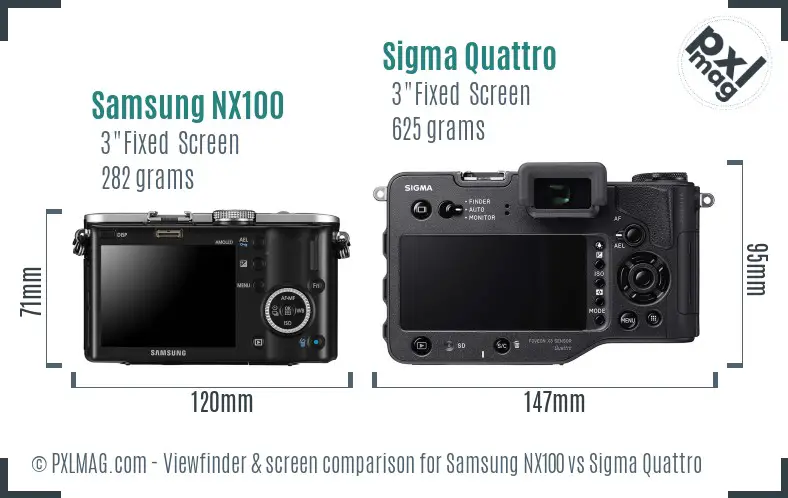 Samsung NX100 vs Sigma Quattro Screen and Viewfinder comparison