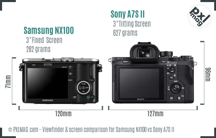 Samsung NX100 vs Sony A7S II Screen and Viewfinder comparison