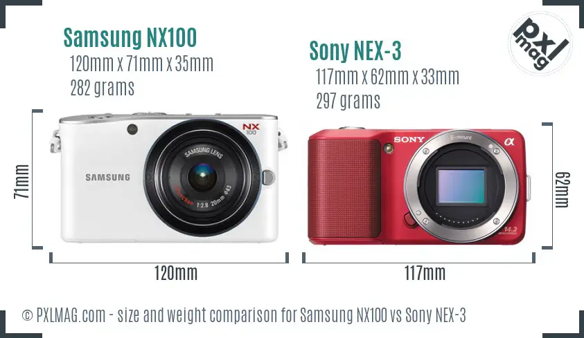 Samsung NX100 vs Sony NEX-3 size comparison