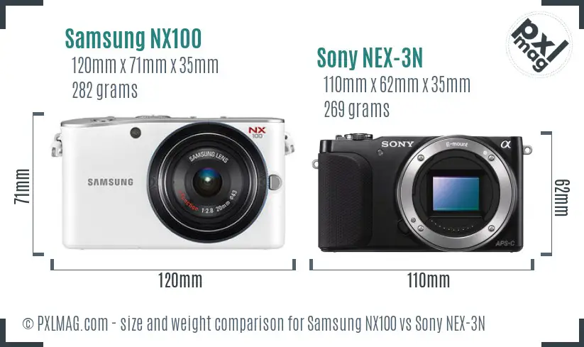 Samsung NX100 vs Sony NEX-3N size comparison