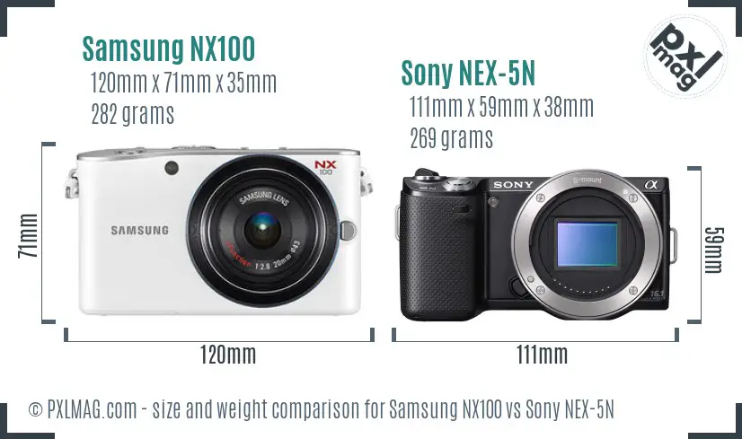 Samsung NX100 vs Sony NEX-5N size comparison