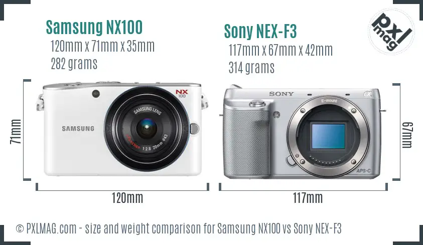 Samsung NX100 vs Sony NEX-F3 size comparison