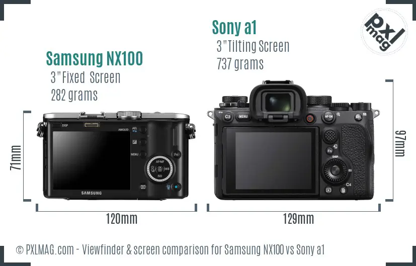 Samsung NX100 vs Sony a1 Screen and Viewfinder comparison