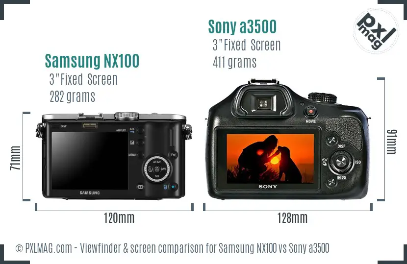 Samsung NX100 vs Sony a3500 Screen and Viewfinder comparison