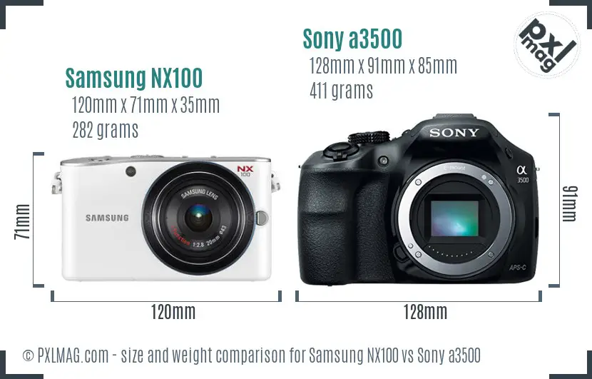 Samsung NX100 vs Sony a3500 size comparison
