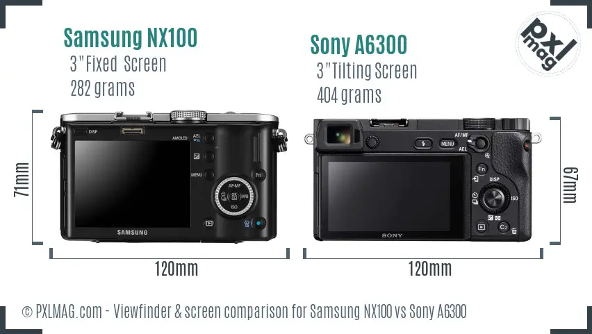 Samsung NX100 vs Sony A6300 Screen and Viewfinder comparison