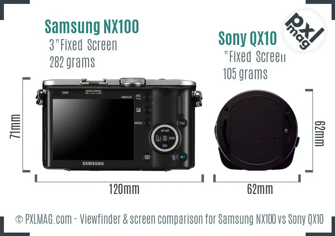 Samsung NX100 vs Sony QX10 Screen and Viewfinder comparison Samsung NX100 vs Sony QX10 Screen and Viewfinder comparison