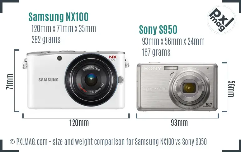 Samsung NX100 vs Sony S950 size comparison