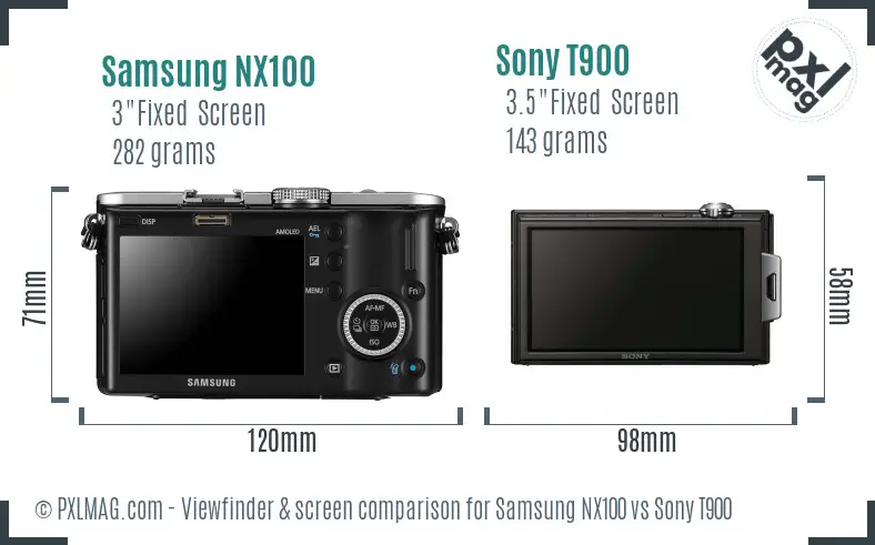 Samsung NX100 vs Sony T900 Screen and Viewfinder comparison