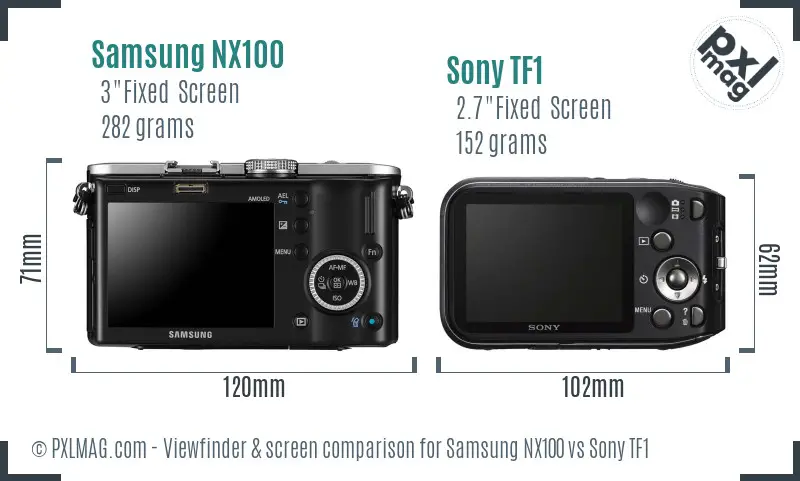 Samsung NX100 vs Sony TF1 Screen and Viewfinder comparison