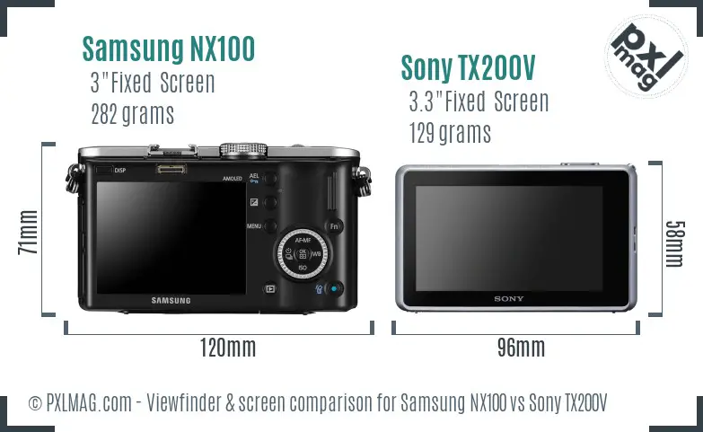 Samsung NX100 vs Sony TX200V Screen and Viewfinder comparison