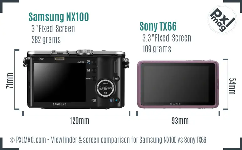 Samsung NX100 vs Sony TX66 Screen and Viewfinder comparison