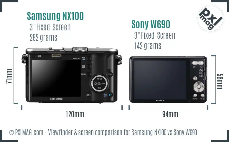 Samsung NX100 vs Sony W690 Screen and Viewfinder comparison