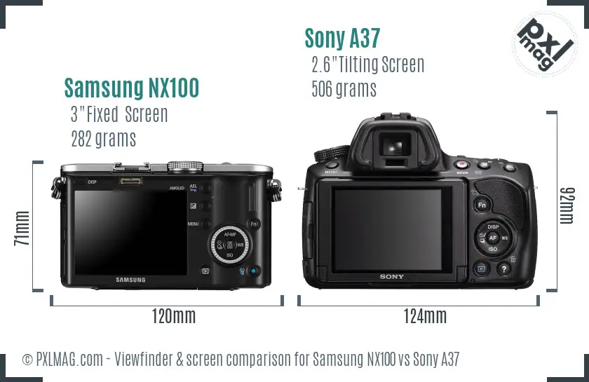 Samsung NX100 vs Sony A37 Screen and Viewfinder comparison