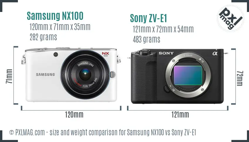 Samsung NX100 vs Sony ZV-E1 size comparison