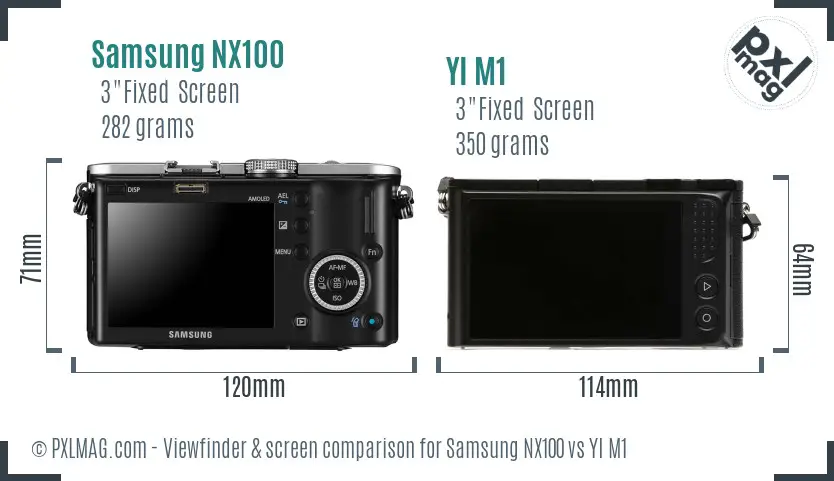Samsung NX100 vs YI M1 Screen and Viewfinder comparison