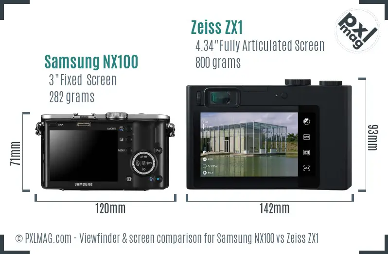 Samsung NX100 vs Zeiss ZX1 Screen and Viewfinder comparison