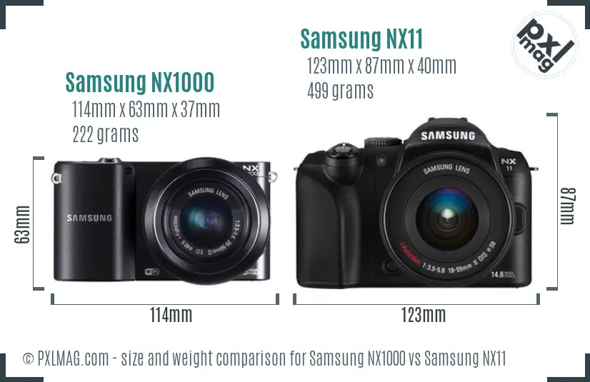 Samsung NX1000 vs Samsung NX11 size comparison