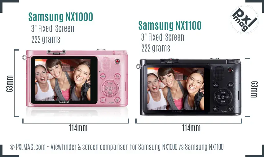 Samsung NX1000 vs Samsung NX1100 Screen and Viewfinder comparison