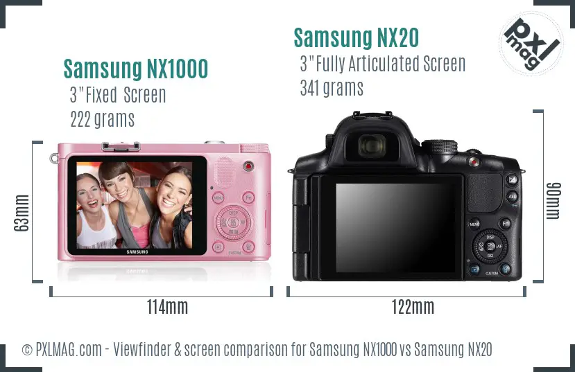 Samsung NX1000 vs Samsung NX20 Screen and Viewfinder comparison