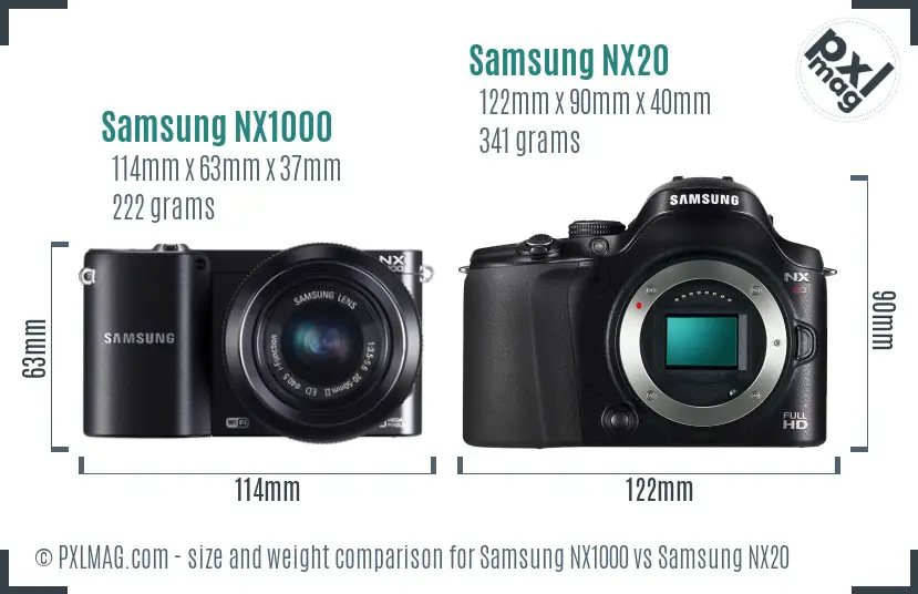 Samsung NX1000 vs Samsung NX20 size comparison