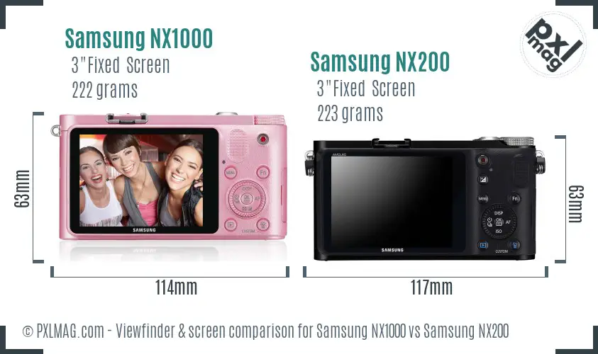 Samsung NX1000 vs Samsung NX200 Screen and Viewfinder comparison