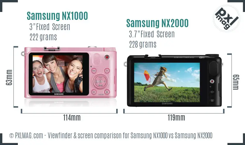 Samsung NX1000 vs Samsung NX2000 Screen and Viewfinder comparison
