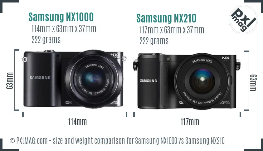 Samsung NX1000 vs Samsung NX210 size comparison