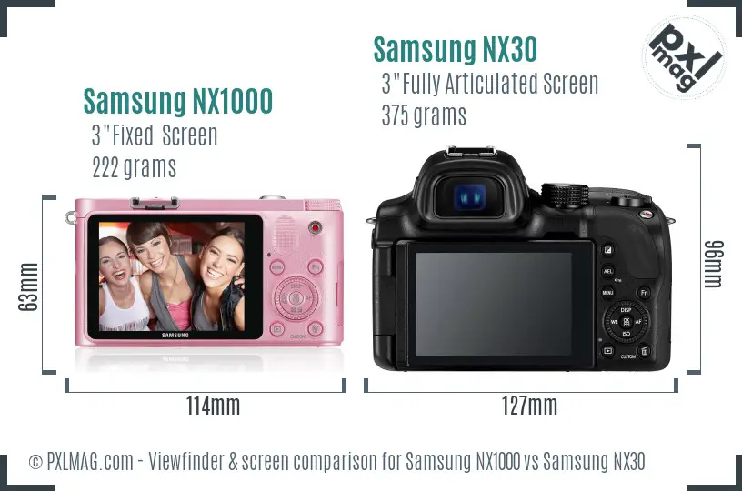 Samsung NX1000 vs Samsung NX30 Screen and Viewfinder comparison