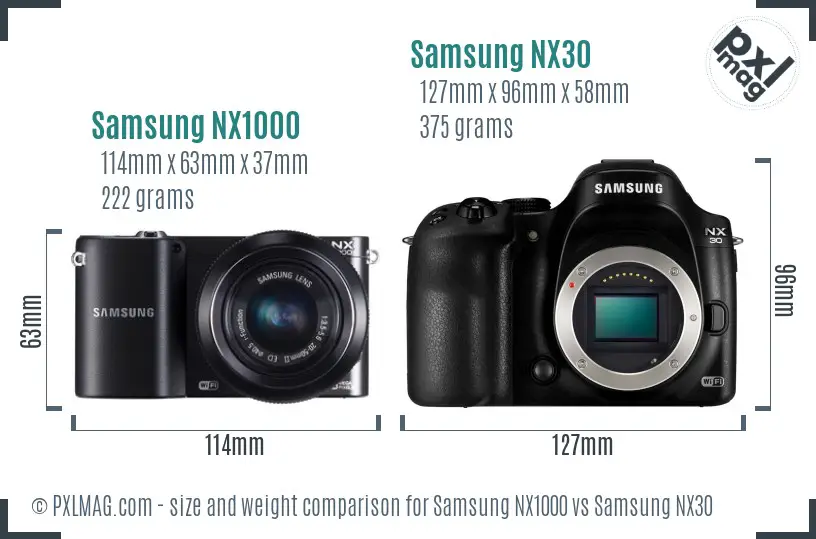Samsung NX1000 vs Samsung NX30 size comparison