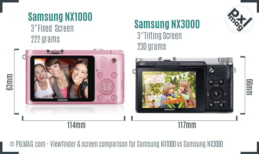 Samsung NX1000 vs Samsung NX3000 Screen and Viewfinder comparison
