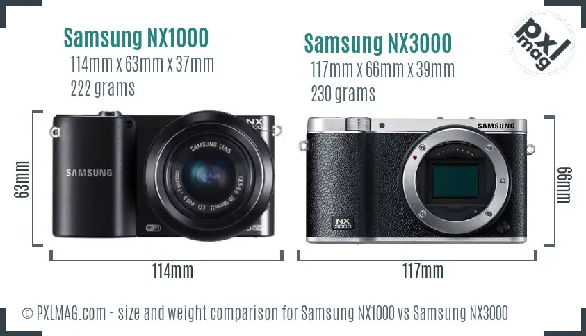 Samsung NX1000 vs Samsung NX3000 size comparison