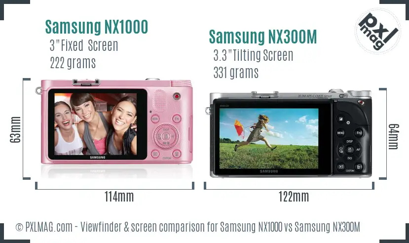 Samsung NX1000 vs Samsung NX300M Screen and Viewfinder comparison