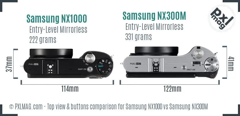 Samsung NX1000 vs Samsung NX300M top view buttons comparison
