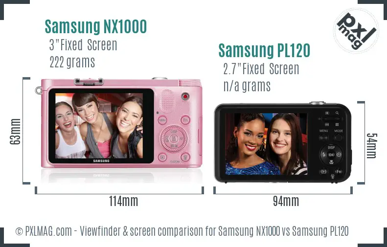 Samsung NX1000 vs Samsung PL120 Screen and Viewfinder comparison