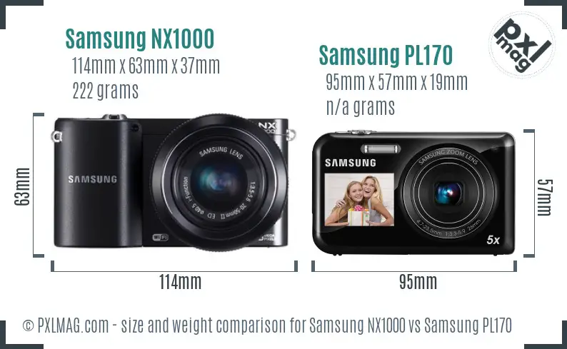 Samsung NX1000 vs Samsung PL170 size comparison Samsung NX1000 vs Samsung PL170 size comparison