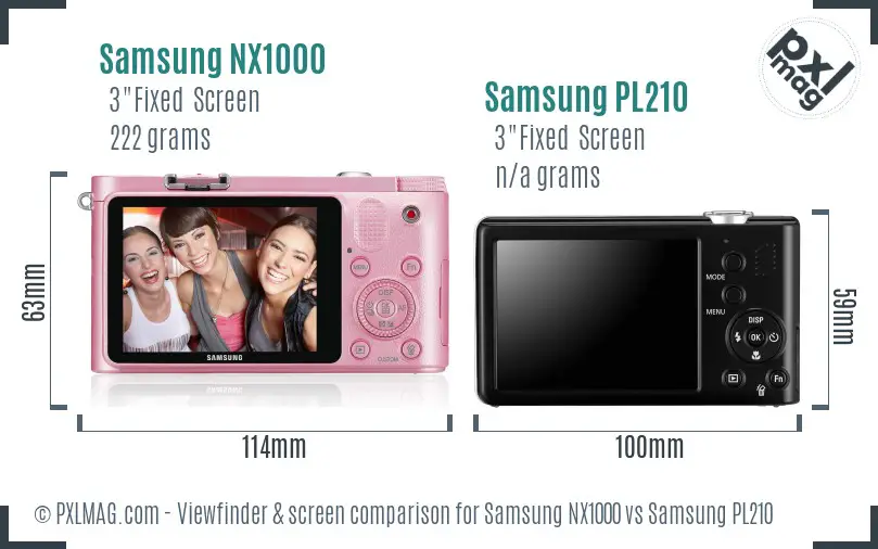 Samsung NX1000 vs Samsung PL210 Screen and Viewfinder comparison