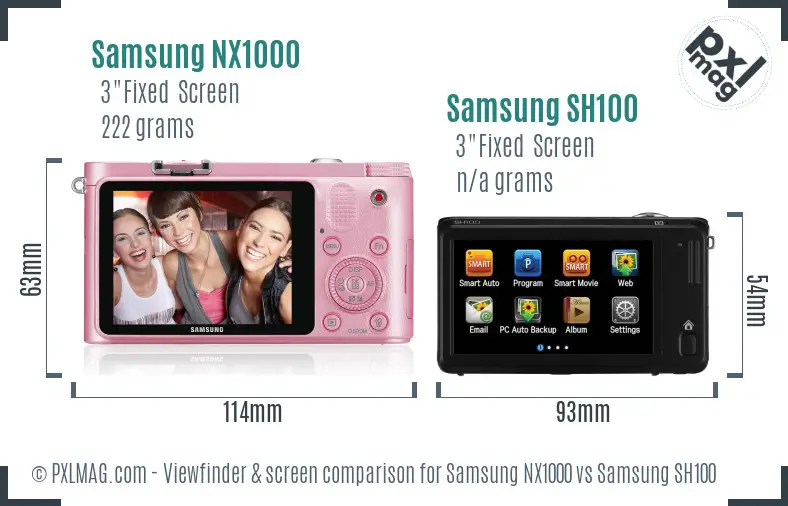Samsung NX1000 vs Samsung SH100 Screen and Viewfinder comparison