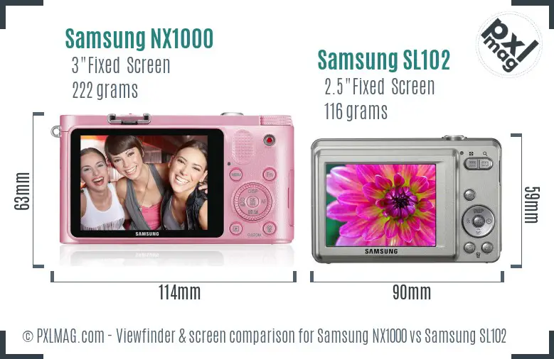 Samsung NX1000 vs Samsung SL102 Screen and Viewfinder comparison