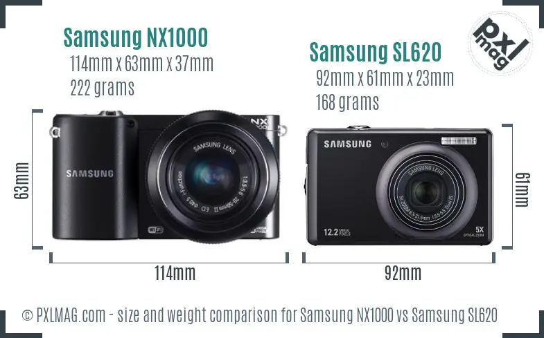Samsung NX1000 vs Samsung SL620 size comparison Samsung NX1000 vs Samsung SL620 size comparison