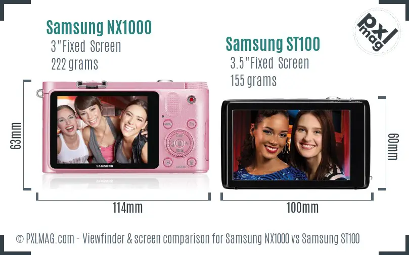 Samsung NX1000 vs Samsung ST100 Screen and Viewfinder comparison