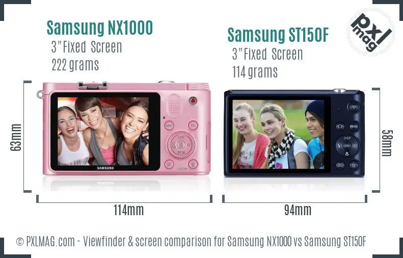 Samsung NX1000 vs Samsung ST150F Screen and Viewfinder comparison