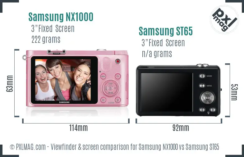 Samsung NX1000 vs Samsung ST65 Screen and Viewfinder comparison