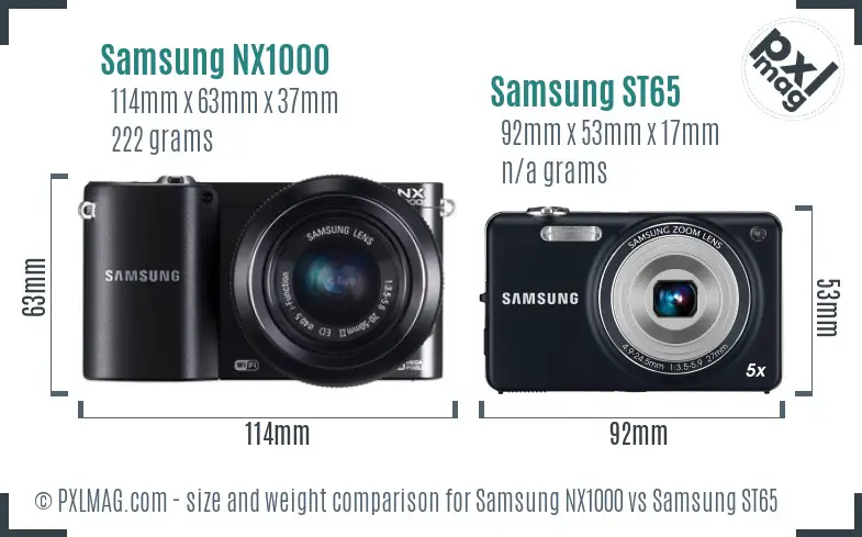 Samsung NX1000 vs Samsung ST65 size comparison Samsung NX1000 vs Samsung ST65 size comparison