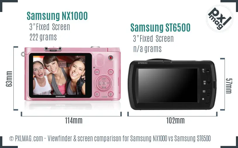 Samsung NX1000 vs Samsung ST6500 Screen and Viewfinder comparison