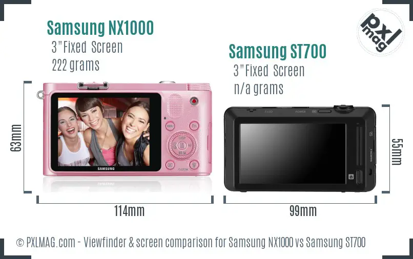 Samsung NX1000 vs Samsung ST700 Screen and Viewfinder comparison Samsung NX1000 vs Samsung ST700 Screen and Viewfinder comparison
