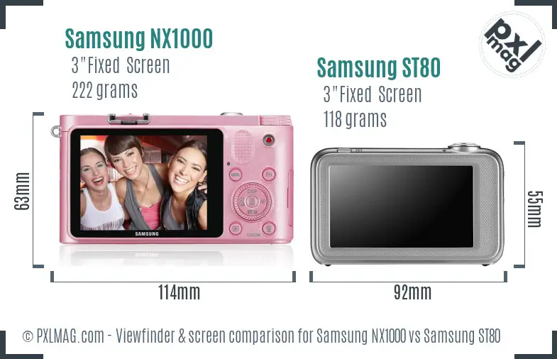 Samsung NX1000 vs Samsung ST80 Screen and Viewfinder comparison