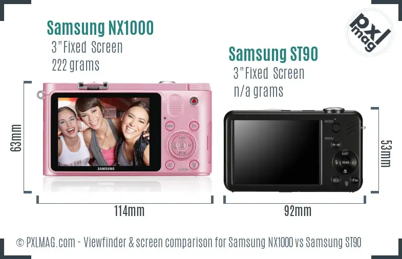 Samsung NX1000 vs Samsung ST90 Screen and Viewfinder comparison
